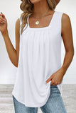 RAROVE-buissnes casual outfits woman casual spring summer outfits tank tops Casual Street Solid Fold Square Collar Tops
