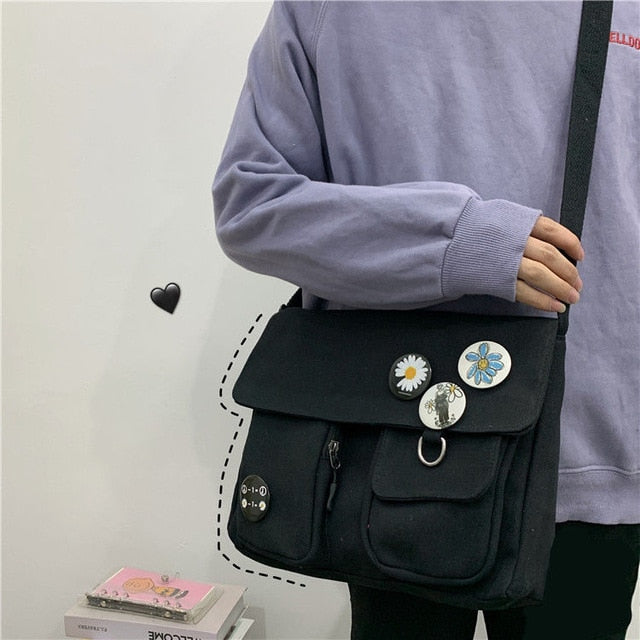 Large Capacity Shoulder Messenger Bag Canvas Crossbody Bags women Daisy  Series Printed Diagonal Pack Youth New Casual Version Pack