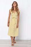 RAROVE-Summer Dresses fashion classy Fashion Elegant V Neck Button Dress