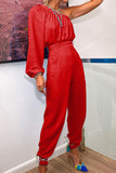 RAROVE-Spring Casual Outfit Summer Outfit Ins Style Fashion Street Solid Patchwork One Shoulder Jumpsuits(3 Colors)