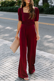 RAROVE-Spring Casual Outfit Summer Outfit Ins Style Fashion Elegant Solid Fold With Belt Square Collar Jumpsuits