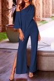 RAROVE-Spring Casual Outfit Summer Outfit Ins Style Fashion Solid Split Joint One Shoulder Boot Cut Jumpsuits(3 colors)