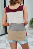 RAROVE-buissnes casual outfits woman casual spring summer outfits tank tops Casual Striped Patchwork O Neck Tops(4 colors)