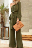 RAROVE-Spring Casual Outfit Summer Outfit Ins Style Fashion Solid One Shoulder Straight Jumpsuits