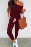 RAROVE-Spring Casual Outfit Summer Outfit Ins Style Casual Solid Draw String One Shoulder Skinny Jumpsuits(4 Colors)