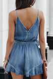 RAROVE-Spring Casual Outfit Summer Outfit Ins Style Solid Make Old With Belt V Neck Regular Rompers