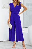 RAROVE-Spring Casual Outfit Summer Outfit Ins Style Casual Simplicity Solid With Belt V Neck Regular Jumpsuits