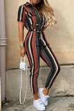 RAROVE-Spring Casual Outfit Summer Outfit Ins Style Casual Print Patchwork Turndown Collar Regular Jumpsuits