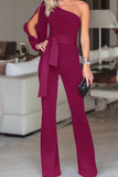 RAROVE-Spring Casual Outfit Summer Outfit Ins Style Casual Solid Patchwork One Shoulder Regular Jumpsuits(7 Colors)