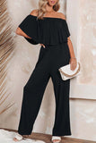 RAROVE-Spring Casual Outfit Summer Outfit Ins Style Casual Daily Solid Solid Color Off the Shoulder Regular Jumpsuits