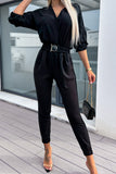 RAROVE-Spring Casual Outfit Summer Outfit Ins Style Sweet Simplicity Solid Pocket With Belt V Neck Regular Jumpsuits