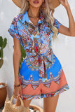 RAROVE-Spring Casual Outfit Summer Outfit Ins Style Casual College National Totem Print Patchwork Frenulum O Neck Loose Rompers