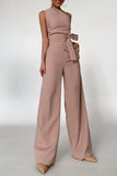 RAROVE-Spring Casual Outfit Summer Outfit Ins Style Elegant Solid Frenulum Oblique Collar Straight Jumpsuits(No Belt)