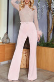 RAROVE-Spring Casual Outfit Summer Outfit Ins Style Casual Patchwork Sequins With Belt O Neck Skinny Jumpsuits (Subject To The Actual Object)