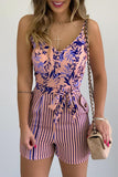 RAROVE-Spring Casual Outfit Summer Outfit Ins Style Sexy Geometric Print Bandage Patchwork V Neck Regular Rompers