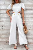 RAROVE-Spring Casual Outfit Summer Outfit Ins Style Casual Solid Hollowed Out Patchwork O Neck Regular Jumpsuits