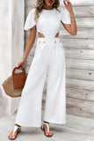 RAROVE-Spring Casual Outfit Summer Outfit Ins Style Casual Solid Hollowed Out Patchwork O Neck Regular Jumpsuits