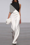 RAROVE-Spring Casual Outfit Summer Outfit Ins Style Casual Patchwork Contrast Half A Turtleneck Straight Jumpsuits