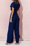 RAROVE-Spring Casual Outfit Summer Outfit Ins Style Casual Solid Metal Accessories Decoration V Neck Loose Jumpsuits