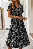RAROVE-Summer Dresses fashion classy Casual Print Split Joint Turndown Collar Waist Skirt Dresses(8 colors)