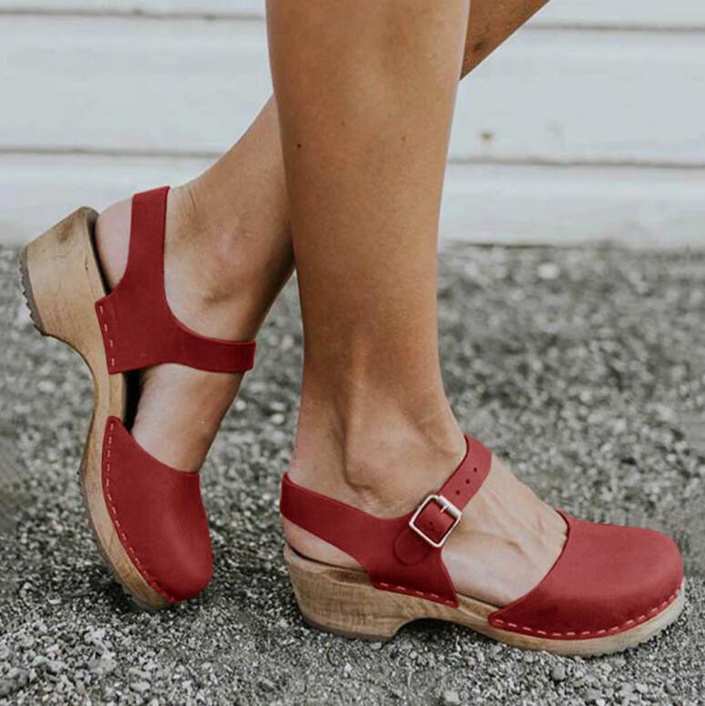 Rarove New Summer Women T Strap Sandals Mid Heels Platform Gladiator Ladies Shoes Black Closed Toe Beach Sandals Sandalias Mujer