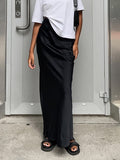 RAROVE-2024 Spring Women's Fashion Imitation Acetate Satin Black Half Skirt French Commuter Satin Draping Fishtail Skirt Long Skirt