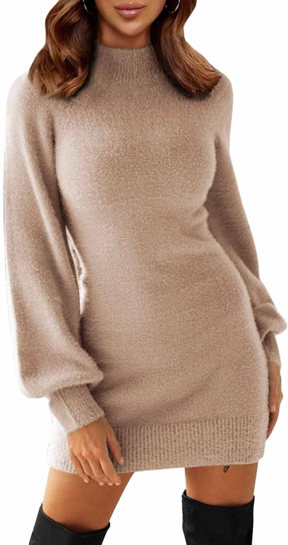 maternity dress 2024 Dress Collar Rib Long Sleeve Tight Pullover Cute Mini Sweater Dress