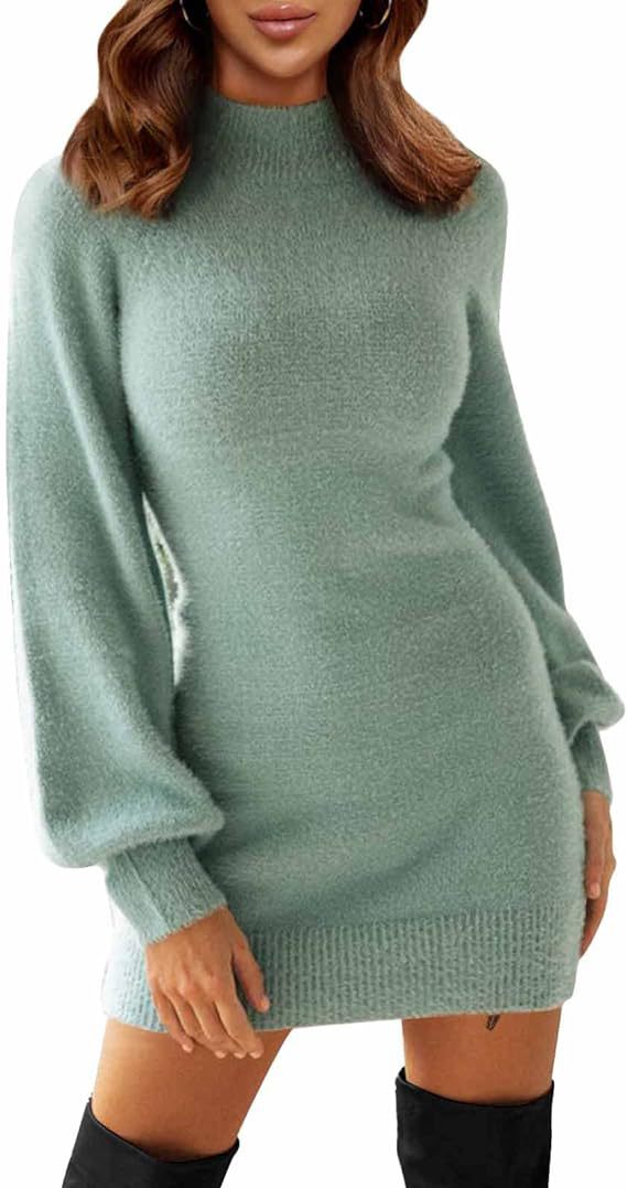 maternity dress 2024 Dress Collar Rib Long Sleeve Tight Pullover Cute Mini Sweater Dress