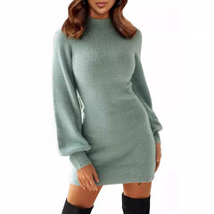 maternity dress 2024 Dress Collar Rib Long Sleeve Tight Pullover Cute Mini Sweater Dress