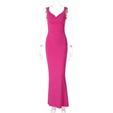 RAROVE-Hot Sale New Sexy Backless Slim Fit Splicing Bow Hip Temperament Long Dress for Women