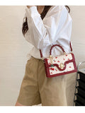 Rarove-Fashion Small Square Women Crossbody Bag Cherry Pattern Female Portable Messenger Bags Versatile Casual Girls Shoulder Bags