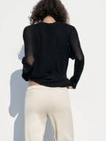 Rarove- New women's clothing, temperament, fashion, casual, elegant, Ruili, sweet, long-sleeved, round-neck, warp-knitted sweater