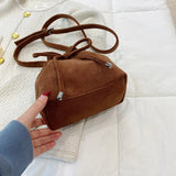 Rarove-Fall/winter vintage suede single shoulder crossbody drawstring bucket bag