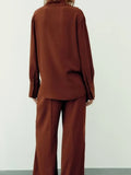 Rarove - New women's 2023 elastic waist design sagging waist wide leg pants with various wearing methods asymmetric shirt