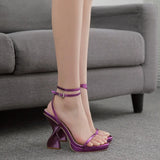 RAROVE-Temperament Purple Women's Luxury Sandals Sexy Peep Toe Buckle Strap Strange High Heels Sandal Design Summer Party Wedding Shoe