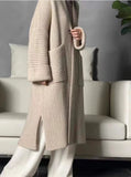Rarove-Heavy thick cashmere cardigan women pure cashmere V-neck long twisted loose knit sweater cashmere knitting loose plus size