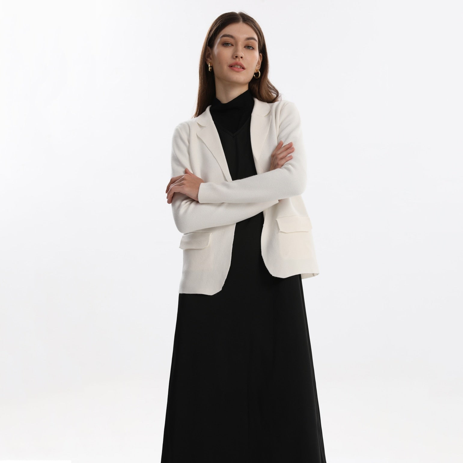 Rarove AP Blazer Fall Women Knitted Blazer White and Black Colors Slim Fit Chic Style High Quality Women Clothes