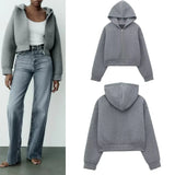 Rarove - NEW Women's Fabric Soft to the Touch Drop Shoulder Long Sleeves Hooded Front Metal Zip Closure Soft Bomber Jacket Outerwear