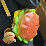 Rarove-Cartoon cheese stereo burger crossbody bag girl cute everything shoulder bag funny little backpack