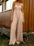 Rarove- Summer new women's clothing temperament casual high waist slim suspenders wide-leg jumpsuit women