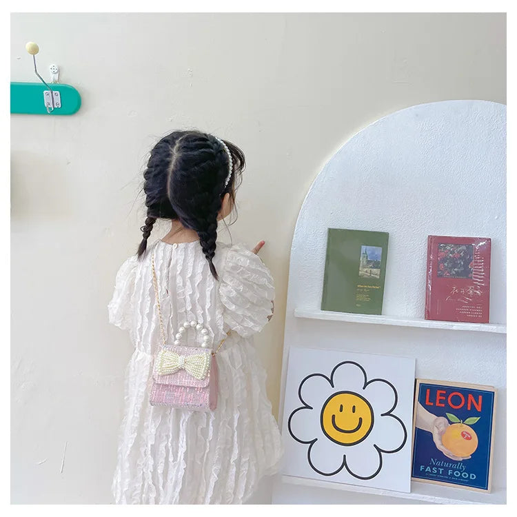 Rarove-Korean Style Children's Mini Clutch Bag Cute Kids Girls Princess Crossbody Bag Little Girl Small Party Pearl Purses Gift