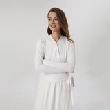 Rarove AP Wrap Tee 2023 Spring Summer Women Wrap T-shirt Ribbed Tie Long Sleeve Top High Quality 5 Colors