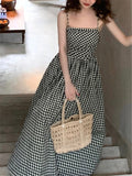 RAROVE-Graduation Gift Back to School Season Summer Dress Spring Outfit Summer Vacation Outfits Plaid Dress Women French Elegant Summer New Fashion Evening Party Ladies Vestidos Vintage Slim Midi Dresses Female Clothes