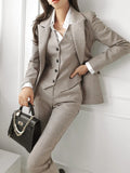 RAROVE-Korean Fashion Women Blazer 3 Pcs Vintage Long Sleeve Suit Jackets Vest and Straight Pants Suit Female Chic Business Outfits New