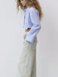 Rarove - Spring new women's temperament fashion casual all-match Ruili sweet multi-color long-sleeved lapel poplin short shirt