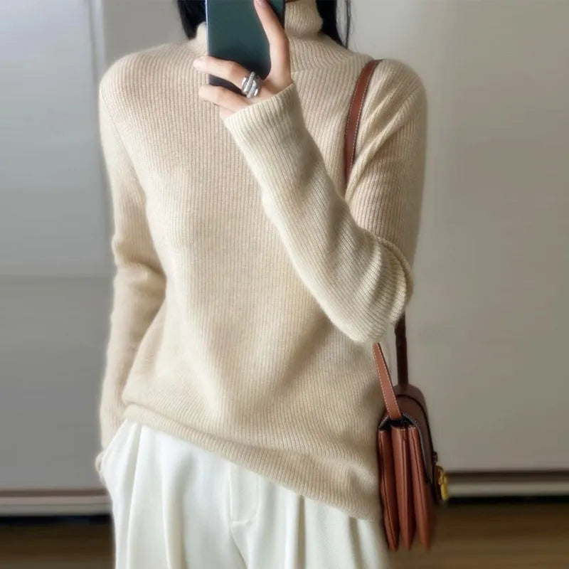 Rarove-High-necked cashmere sweater 100 pure cashmere soft waxy sweater new 2023 explosions female winter European goods white bottomin