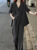 RAROVE-Korean Fashion Women Business Blazer 3 Pieces Set Elegant Casual Jackets Coat Sleeveless Vest and Pant Suit Female Clothes New
