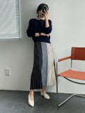 RAROVE-Casual Spring Outfits Summer Vacation Looks Autumn Winter Knitting Skirt High Waist Long Pencil Skirt Women Knitted Casual Vintage Maxi Skirt Vintage Warm Thick Midi Stripe