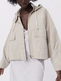 Rarove- Spring New Temperament Casual Fashion Slim Ruili Sweet Beauty Dress Loose Hooded Jacket Windbreaker Coat