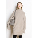 Rarove-Lazy senior 100 pure mountain cashmere sweater women's sweater round neck loose thick long sweater